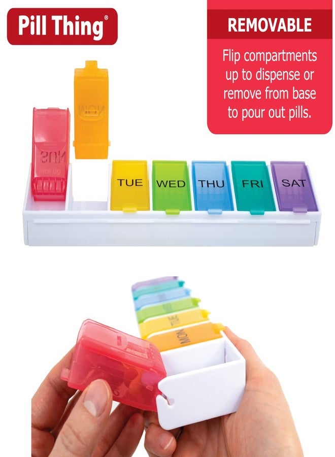 pill thing Weekly Pill Organizer, 7 Day Rainbow Detachable Compartments, Medicine Box for Supplement Vitamin (Weekly - 1 Pack) - Image 4